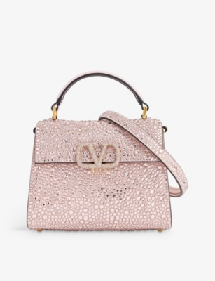 Valentino Pink Grained Leather VSLING Small Top Handle Crossbody