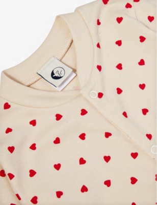 Heart-pattern long-sleeve organic cotton-jersey babygrow 0-18 months