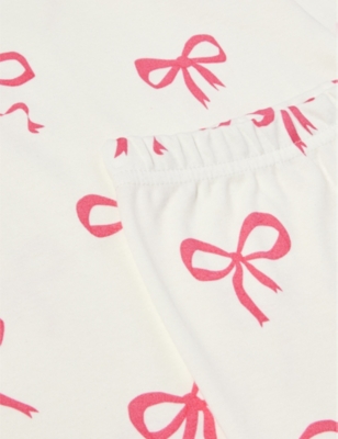 Shop Sleepy Doe Girls Hot Pink Bows Kids Bow-print Cotton Pyjama Set 1-13 Years