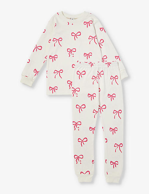 SLEEPY DOE: Bow-print cotton pyjama set 1-13 years