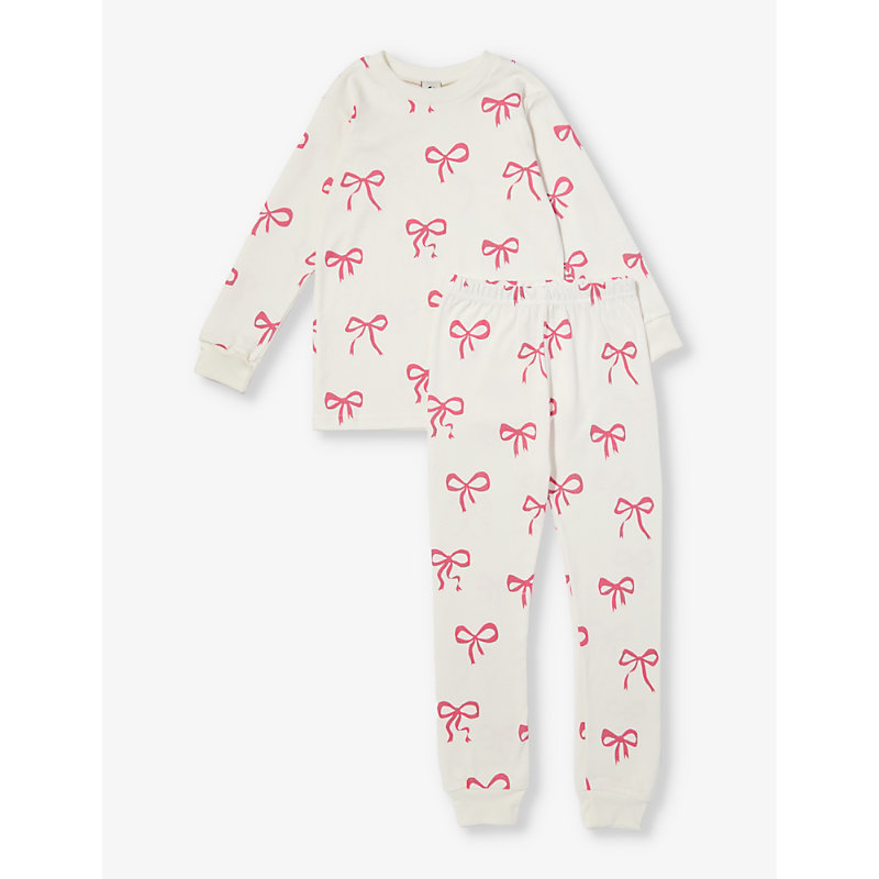 Sleepy Doe Girls Hot Pink Bows Kids Bow-print Cotton Pyjama Set 1-13 Years
