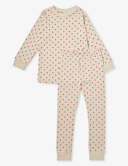 SLEEPY DOE: Heart-print cotton pyjama set 1-13 years