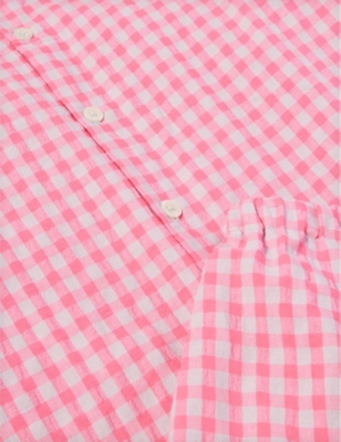 Shop Sleepy Doe Girls Hot Pink Gingham Kids Check-pattern Cotton-blend Pyjama Set 1-8 Years