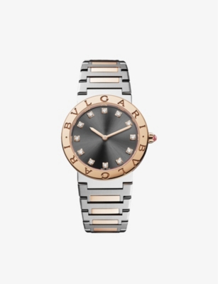 Bvlgari Unisex Rose Gold Rose Gold 103067 Stainless-steel, 18ct Rose-gold And Diamond Quartz Watch