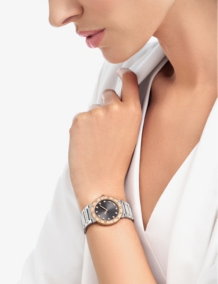 Shop Bvlgari Rose Gold 103757 Stainless-steel, 18ct Rose-gold And Diamond Quartz Watch