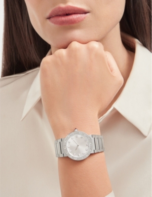 Bvlgari Unisex Stainless Steel Stainless Steel 103696 Stainless-steel And Diamond Quartz Watch In Stainless Steel