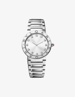 Shop Bvlgari Unisex Stainless Steel Stainless Steel 103696 Stainless-steel And Diamond Quartz Watch