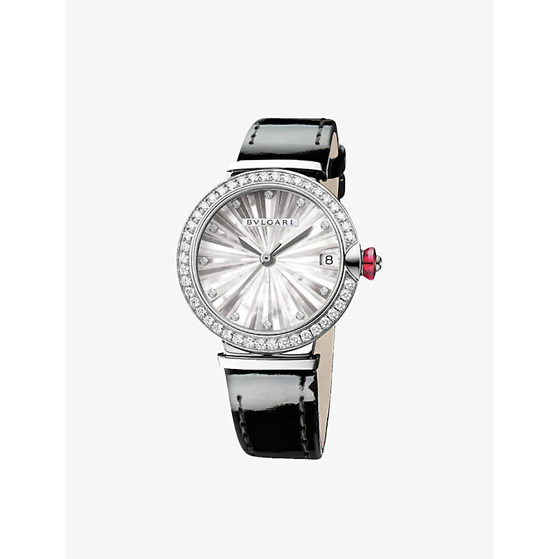 BVLGARI BVLGARI WOMENS STAINLESS STEEL LU33WMOPSCLD/X LVCEA STAINLESS-STEEL, LEATHER AND DIAMOND AUTOMATIC W