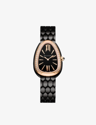 BVLGARI: 103706 Serpenti Seduttori 18ct rose-gold, stainless-steel and diamond quartz watch