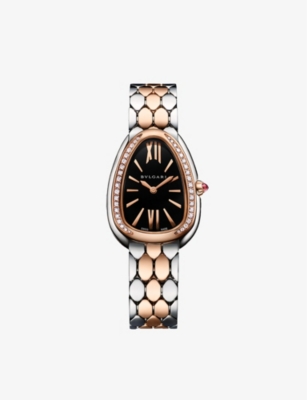 BVLGARI: 103450 Serpenti Seduttori 18ct rose-gold, stainless-steel and diamond quartz watch