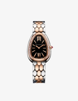 Bvlgari 103450 Serpenti Seduttori 18ct Rose-gold, Stainless-steel And Diamond Quartz Watch In Rose Gold