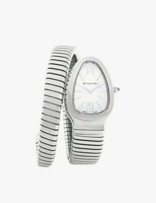 BVLGARI: SP35C6SS.1T/L Serpenti Tubogas large stainless-steel quartz watch