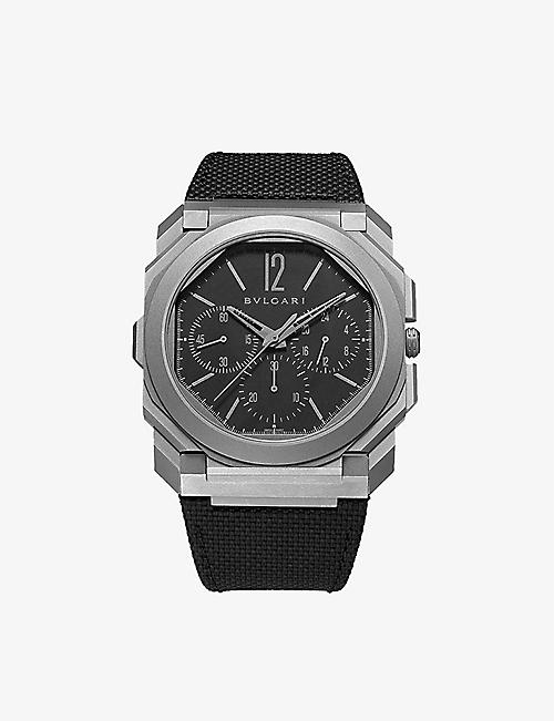 BVLGARI: BGO42BTLXTCHGMT Octo Finissimo Chrono GMT titanium and rubber automatic watch