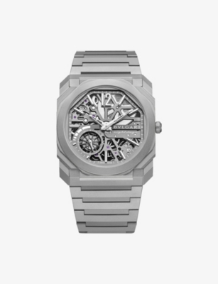 BVLGARI: OC40TTXTSK8D Octo Finissimo Skeleton titanium manual watch