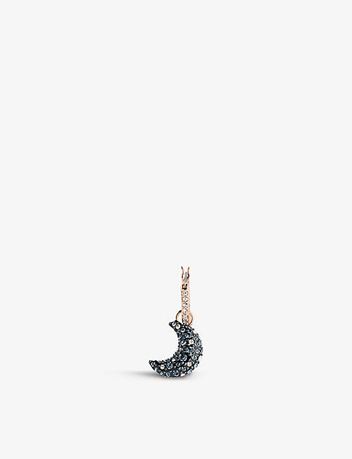SWAROVSKI: Luna brass, enamel, crystal and crystal-pearl drop earrings