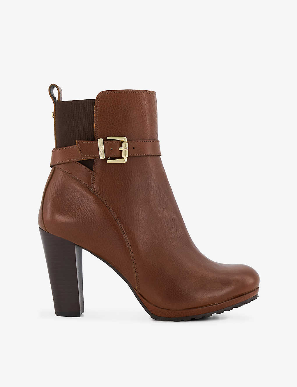 Dune Orielle Side-buckle Leather Ankle Boots In Tan-leather