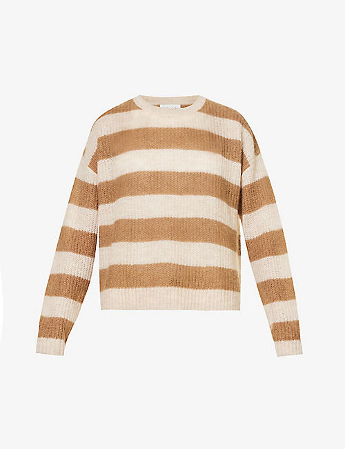 BELLA DAHL: Striped round-neck wool-blend knitted jumper
