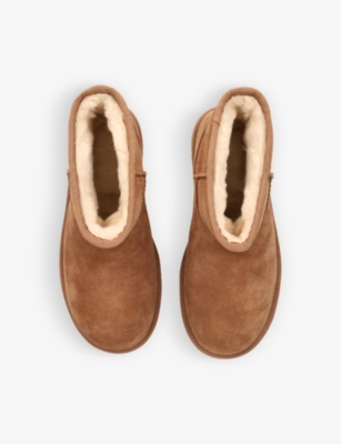 Ugg Camel Suede Classic Mini Platform Ankle Boots In Tan