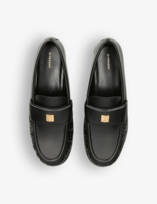 Givenchy Classic Lambskin Loafers With Ruched Detailing In Black
