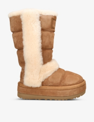 UGG: Classic Cloudpeak TA logo-patch suede knee-high boots