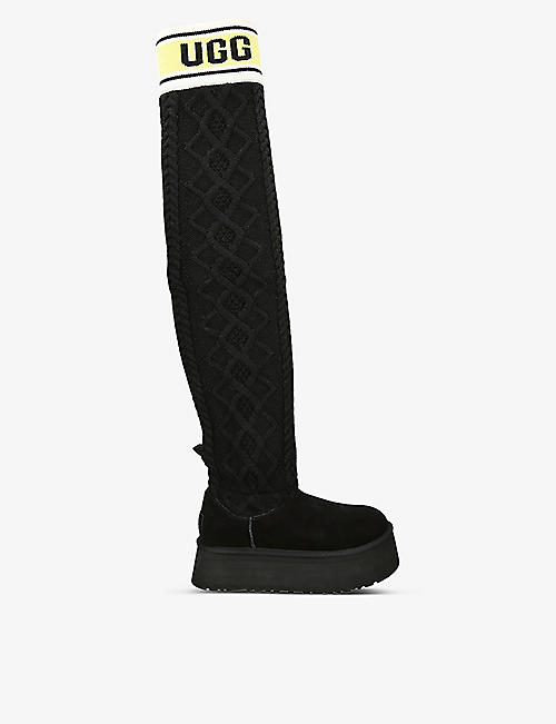 UGG: Logo cable-knit sweater over-the-knee boots