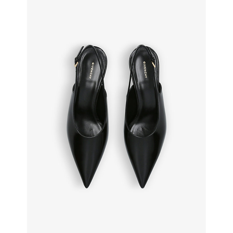 Shop Givenchy Show Kitten-heel Leather Slingback Courts In Black