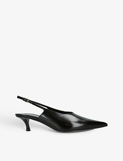 GIVENCHY: Show kitten-heel leather slingback courts