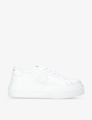 Plain white hot sale platform sneakers