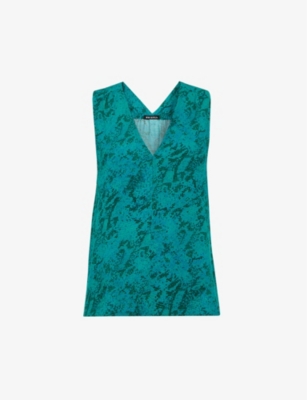Whistles Sleeveless V Neck Top In Multi-coloured