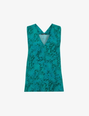 Whistles Sleeveless V Neck Top In Teal/multi