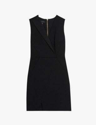 Ted Baker Womens Black Tillio Wrap-front Stretch-woven Mini Dress In Black