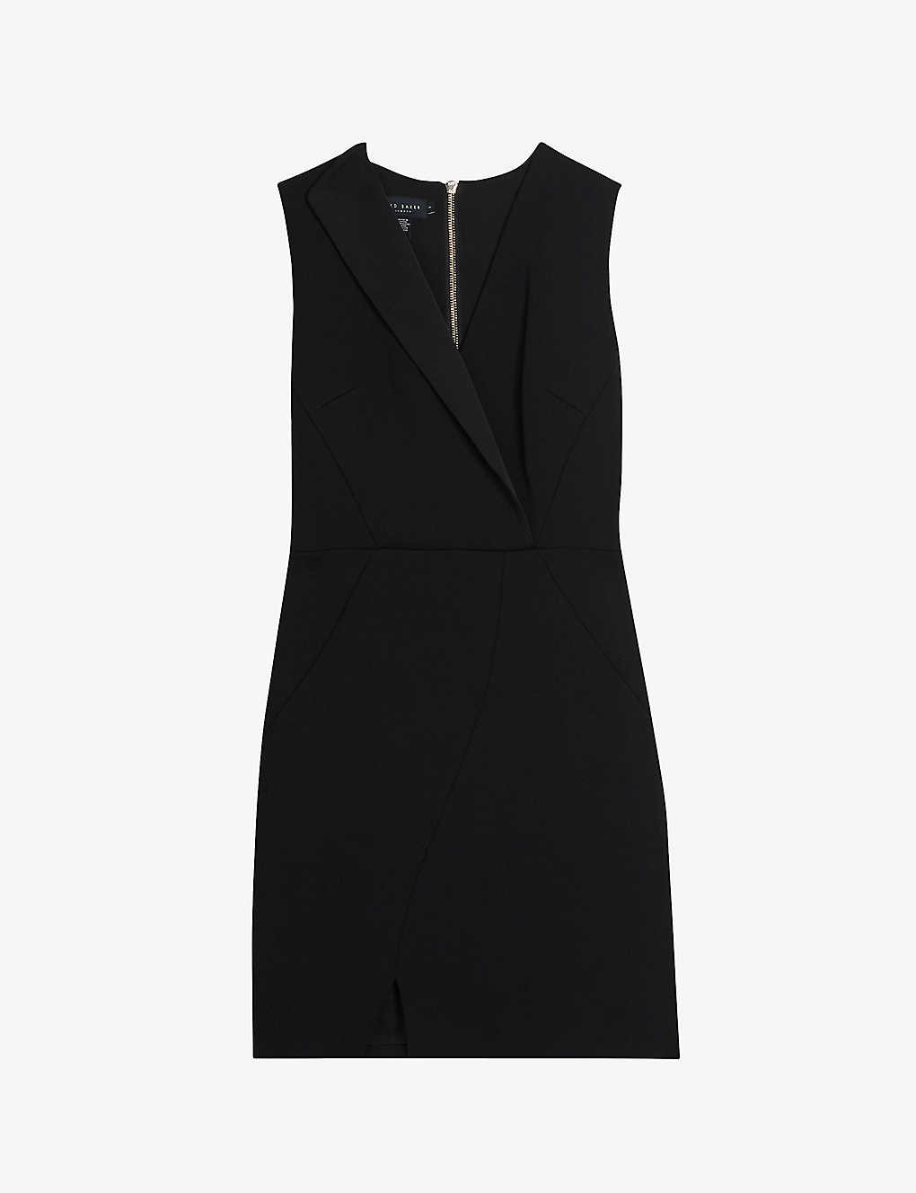 Ted Baker Womens Black Tillio Wrap-front Stretch-woven Mini Dress