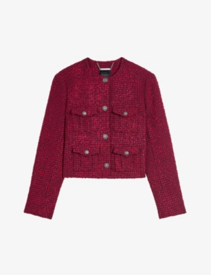 TED BAKER - Pennio crew-neck cropped woven boucle jacket | Selfridges.com