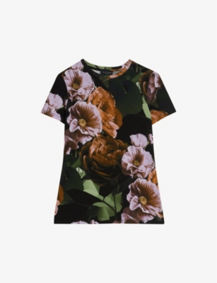 Ted Baker Morlaa Floral T-shirt In Black