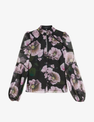 TED BAKER - Theera floral-print crepe blouse | Selfridges.com