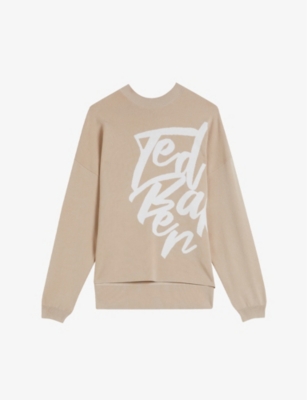 TED BAKER Emallly logo pattern knitted jumper Selfridges