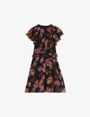 TED BAKER Tiiah floral print angel sleeve woven mini dress