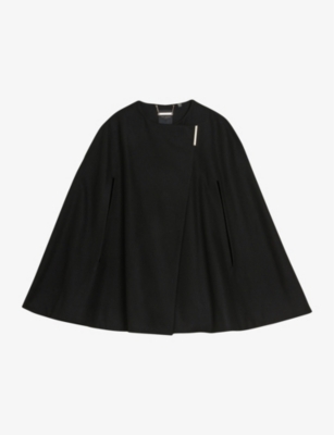 Ted Baker Womens Black Valariy Logo-plaque Wool-blend Cape