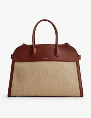 THE ROW Margaux top handle leather and canvas bag