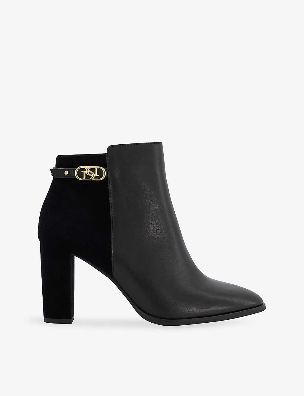 Dune Olia Buckle-hardware Leather Ankle Boots In Black