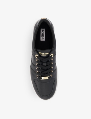 Shop Dune Elysium Side-stripe Leather Low-top Trainers In Black