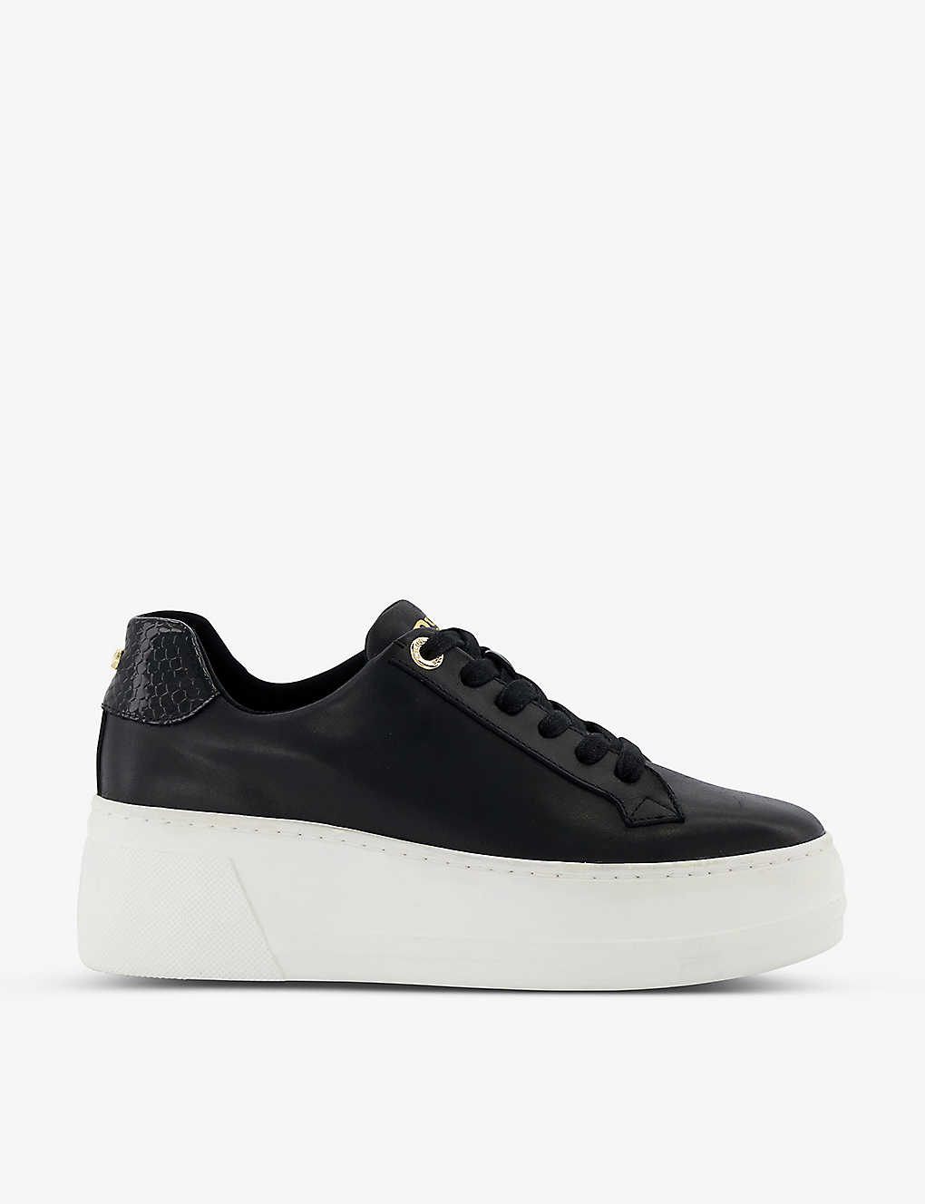 Dune Womens Black-rept Print Leather Episode Leather Flatform Low-top Trainers