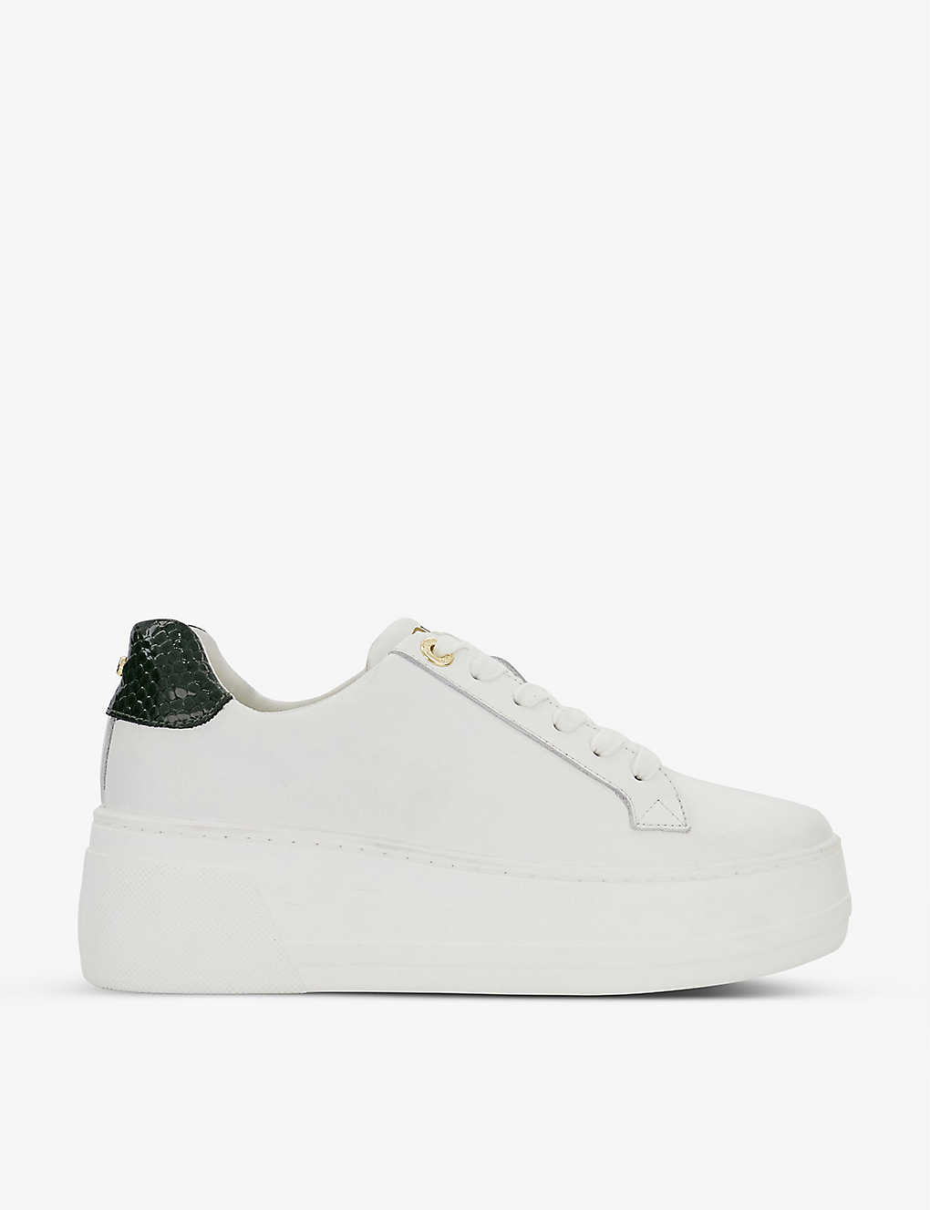 Dune Episode Leather Flatform Low-top Trainers In Green-rept Print Leather