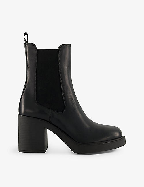DUNE: Pinaz block-heel leather ankle boots