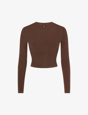 Buy SKIMS Brown Fits Everybody Long Sleeve T-shirt for Women in Saudi