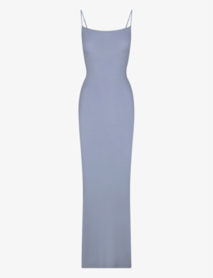 Skims Womens Slate Soft Lounge Ribbed Stretch-jersey Maxi Dress
