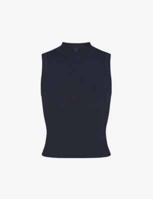 SKIMS - Mock-neck sleeveless stretch-cotton jersey top