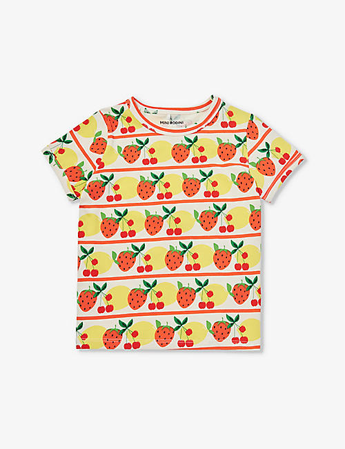 MINI RODINI: Fruit-print short-sleeve organic stretch-cotton T-shirt 18 months-9 years