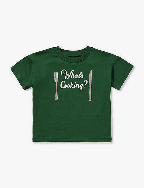 MINI RODINI: What's Cooking slogan-print stretch-cotton T-shirt 18 months - 9 years