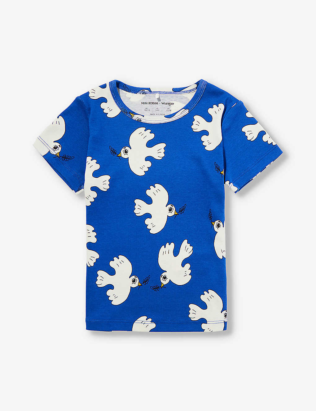 Shop Mini Rodini X Wrangler Peace Organic Cotton-jersey T-shirt 18 Months - 11 Years In Blue